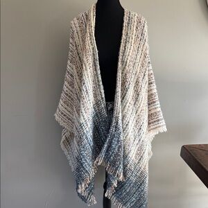 Steve Madden Cream and Blue Knit Shawl